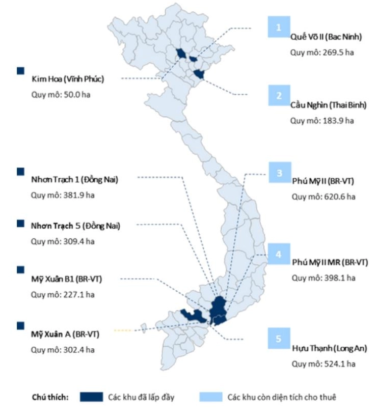 Vị trí các Khu công nghiệp của IDC